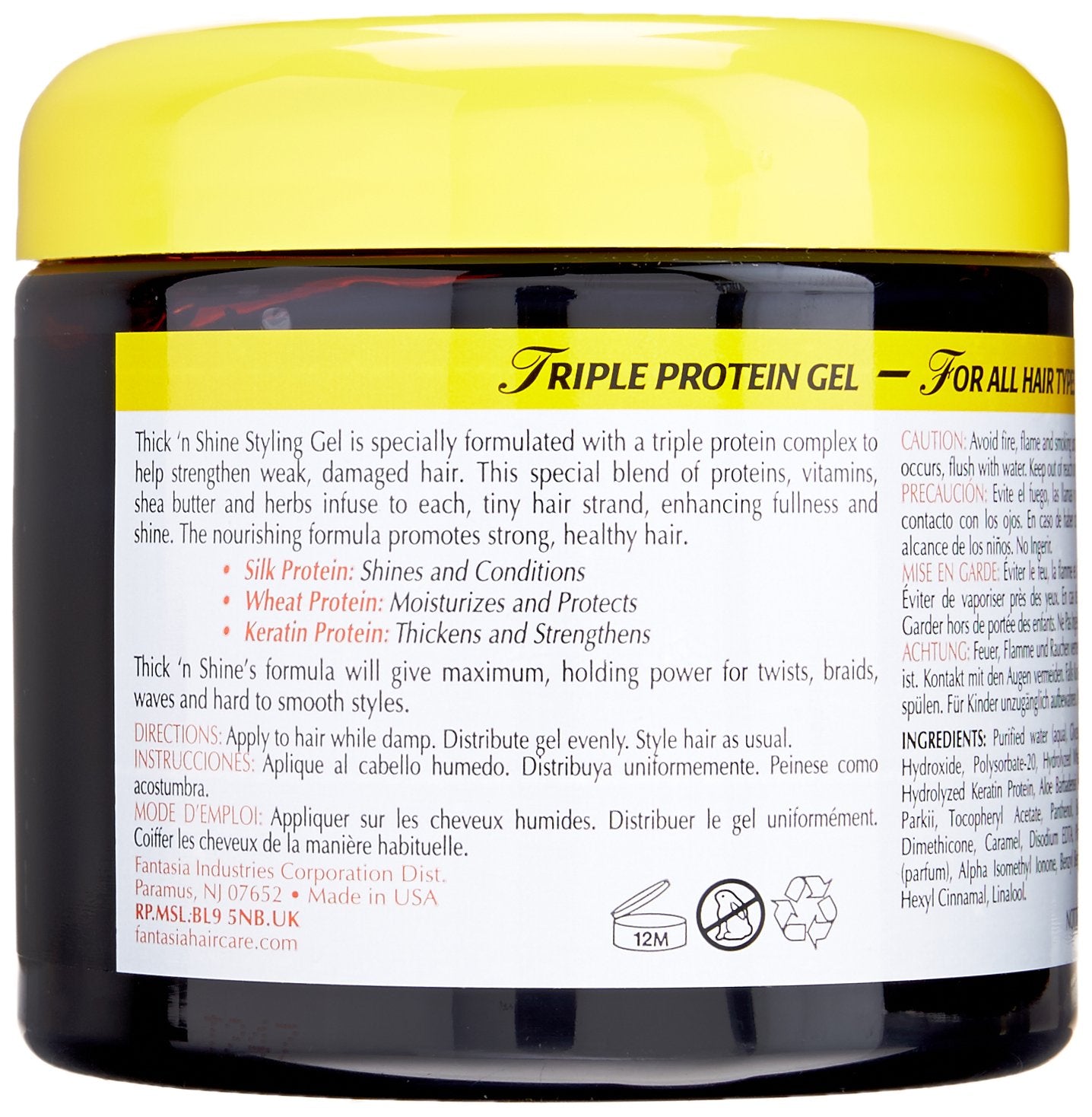 Fantasia Thick N Shine Stay Styling Gel, 16 Ounce